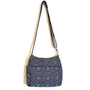 NWOT Travelon Anti-theft Boho Square Crossbody Bag-Purse Geometric Pattern Blue